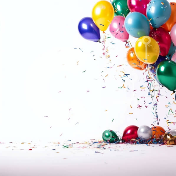 Intra Συλλεκτικό Ξύλινο Παζλ Plywood  4mm - Διασκεδαστικά και εορταστικά μπαλόνια με κομφετί σε λευκό φόντο Σε Ξύλινο Κουτί - Διαστάσεις Puzzle: 10x10 cm – 25 κομμάτια