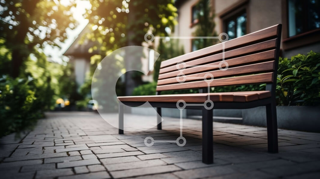 Intra Συλλεκτικό Ξύλινο Παζλ Plywood  4mm - Ξύλινος πάγκος σε μονοπάτι από τούβλα Σε Ξύλινο Κουτί - Διαστάσεις Puzzle: 10x10 cm – 25 κομμάτια