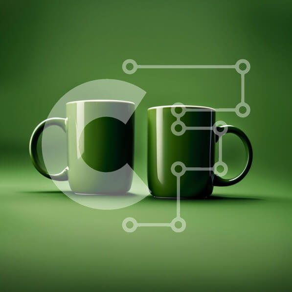 Intra Συλλεκτικό Ξύλινο Παζλ Plywood  4mm - Όμορφη εικόνα δύο πράσινων κούπες σε μια πράσινη επιφάνεια Σε Ξύλινο Κουτί - Διαστάσεις: 10x10 cm – 25 κομμάτια