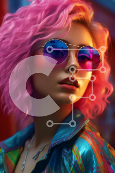 Intra Συλλεκτικό Ξύλινο Παζλ Plywood  4mm - Πολύχρωμο πορτρέτο μιας γυναίκας με ροζ μαλλιά Σε Ξύλινο Κουτί - Διαστάσεις Puzzle: 10x10 cm – 25 κομμάτια