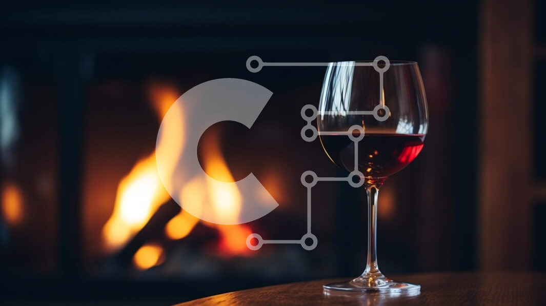 Σετ των 2 Intra Συλλεκτικό Ξύλινο Παζλ Plywood  4mm - Ποτήρι κόκκινο κρασί δίπλα στο τζάκι Σε Ξύλινο Κουτί - Διαστάσεις: 10x10 cm – 25 κομμάτια