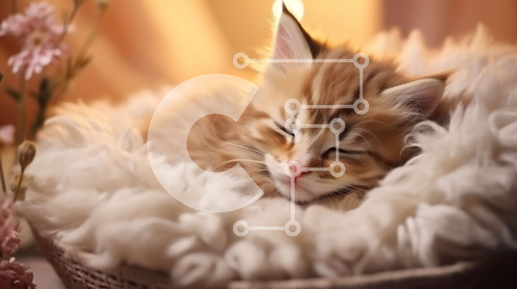 Σετ των 2 Intra Συλλεκτικό Ξύλινο Παζλ Plywood  4mm - Χαριτωμένο πορτοκαλί και λευκό γατάκι που κοιμάται σε ένα καλάθι με λευκό γούνα Σε Ξύλινο Κουτί - Διαστάσεις: 10x10 cm – 25 κομμάτια