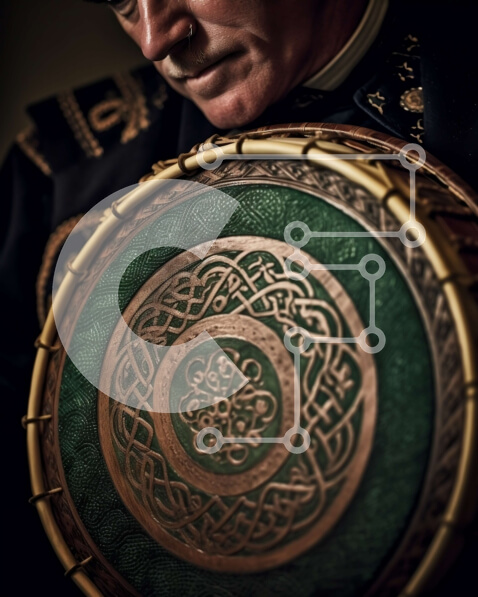 Intra Συλλεκτικό Ξύλινο Παζλ Plywood  4mm - Κοντινό πλάνο περίπλοκο Celtic Drum Σε Ξύλινο Κουτί - Διαστάσεις Puzzle: 10x10 cm – 25 κομμάτια