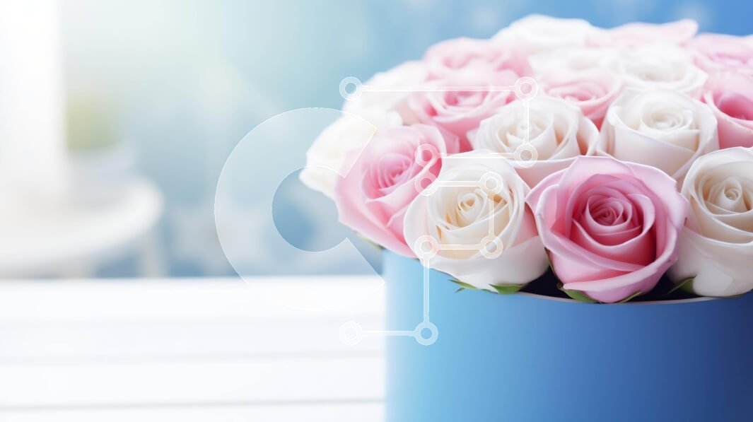 Intra Συλλεκτικό Ξύλινο Παζλ Plywood  4mm - Floral σύνθεση με ροζ και λευκά τριαντάφυλλα σε μπλε βάζο Σε Ξύλινο Κουτί - Διαστάσεις Puzzle: 10x10 cm – 25 κομμάτια