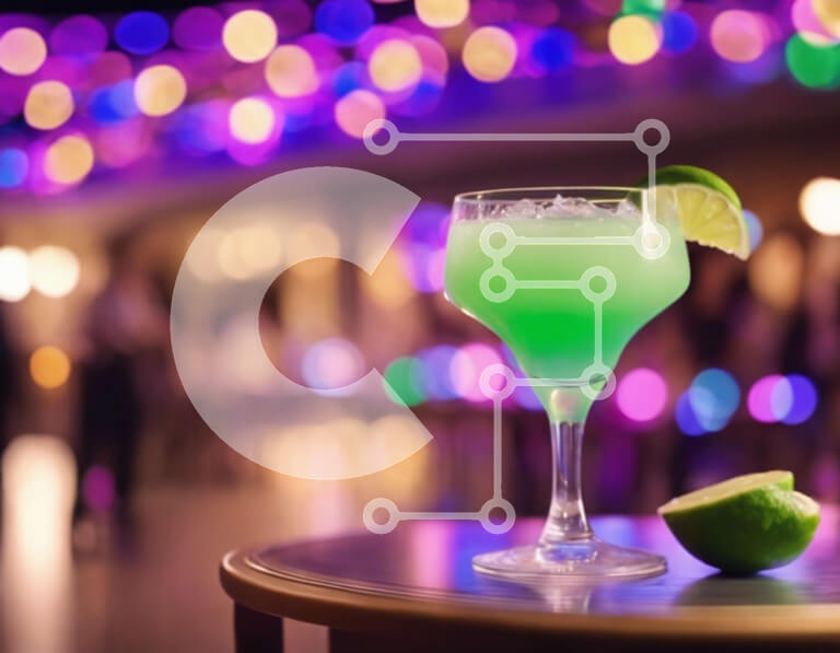 Σετ των 2 Intra Συλλεκτικό Ξύλινο Παζλ Plywood  4mm - Ποτήρι κοκτέιλ με πράσινο υγρό και γαρνιτούρα λάιμ Σε Ξύλινο Κουτί - Διαστάσεις: 10x10 cm – 25 κομμάτια