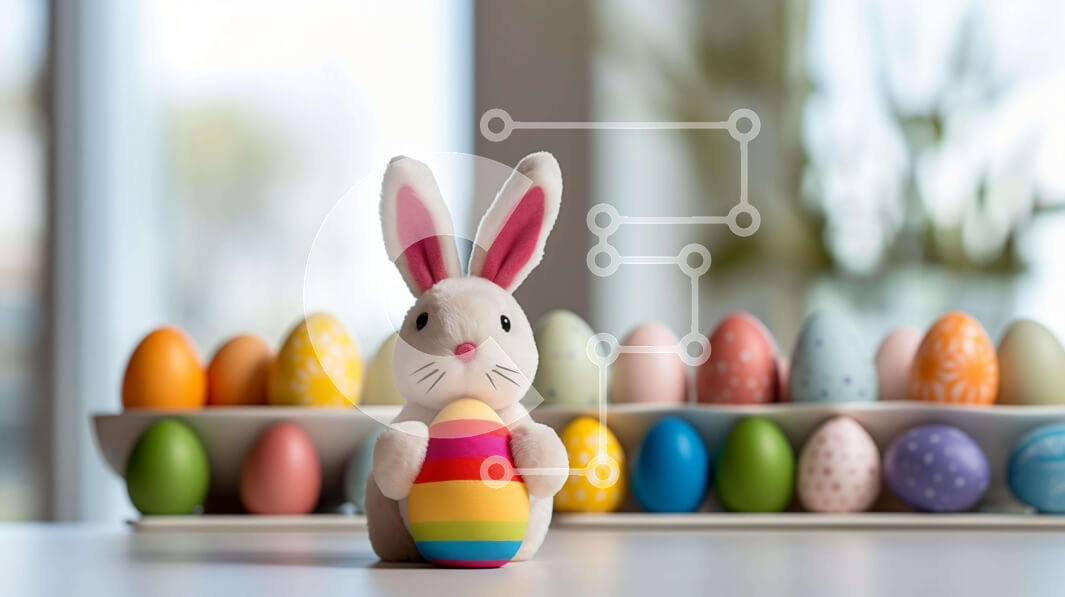 Intra Συλλεκτικό Ξύλινο Παζλ Plywood  4mm - Πασχαλινό λαγουδάκι και αυγά διακόσμηση Σε Ξύλινο Κουτί - Διαστάσεις: 10x10 cm – 25 κομμάτια