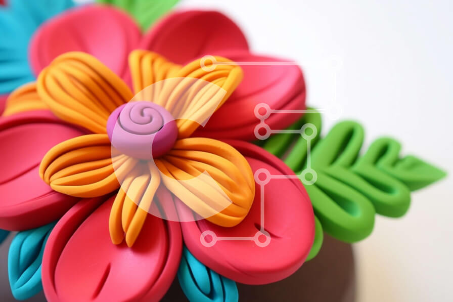 Intra Συλλεκτικό Ξύλινο Παζλ Plywood  4mm - Πολύχρωμο λουλούδι διακόσμηση κέικ από πολυμερή πηλό Σε Ξύλινο Κουτί - Διαστάσεις Puzzle: 10x10 cm – 25 κομμάτια