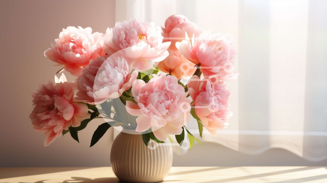 Intra Συλλεκτικό Ξύλινο Παζλ Plywood  4mm - Ροζ λουλούδια σε λευκό βάζο σε ανοιχτό παράθυρο Σε Ξύλινο Κουτί - Διαστάσεις: 10x10 cm – 25 κομμάτια