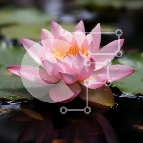 Intra Συλλεκτικό Ξύλινο Παζλ Plywood  4mm - Εκπληκτικό ροζ λουλούδι νούφαρου στη φύση Σε Ξύλινο Κουτί - Διαστάσεις: 10x10 cm – 25 κομμάτια