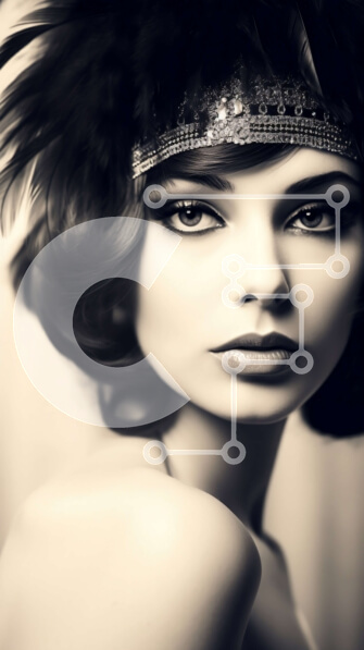 Intra Συλλεκτικό Ξύλινο Παζλ Plywood  4mm - Κομψό πορτρέτο γυναίκας με φτερωτό κεφαλάκι και μαύρο φόρεμα Σε Ξύλινο Κουτί - Διαστάσεις Puzzle: 10x10 cm – 25 κομμάτια