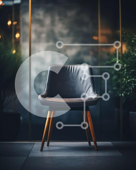 Intra Συλλεκτικό Ξύλινο Παζλ Plywood  4mm - Μαύρη δερμάτινη καρέκλα με παράθυρο με φυτά Σε Ξύλινο Κουτί - Διαστάσεις Puzzle: 10x10 cm – 25 κομμάτια