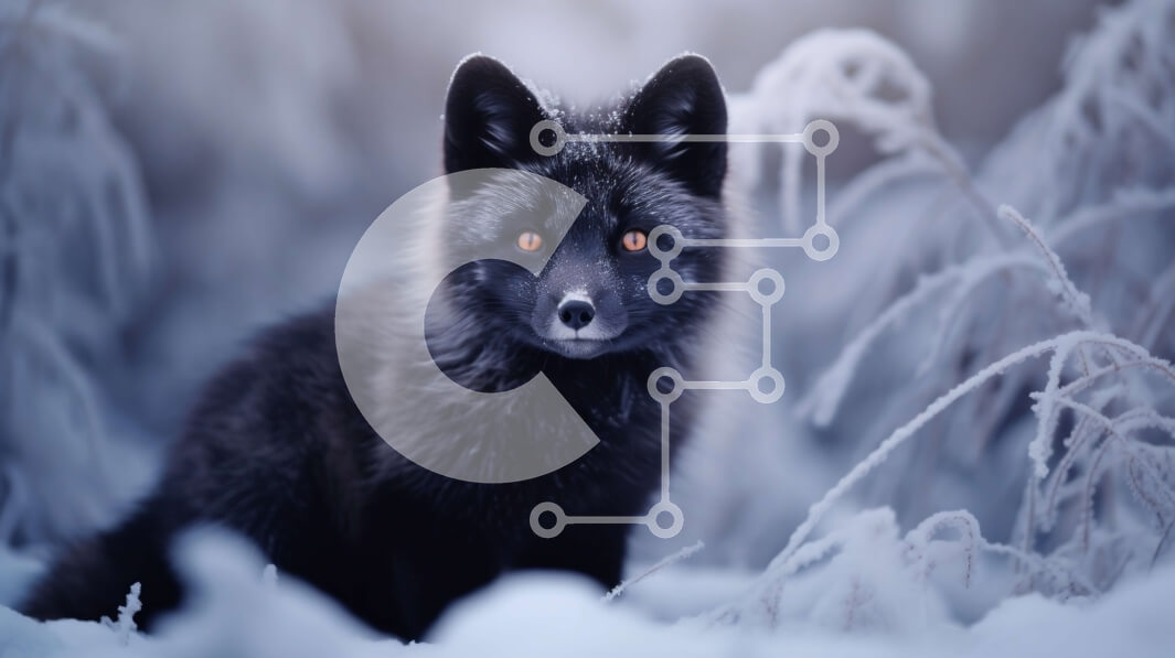 Intra Συλλεκτικό Ξύλινο Παζλ Plywood  4mm - Εκπληκτική εικόνα μιας μαύρης αλεπούς σε μια χειμερινή χώρα των θαυμάτων Σε Ξύλινο Κουτί - Διαστάσεις: 10x10 cm – 25 κομμάτια