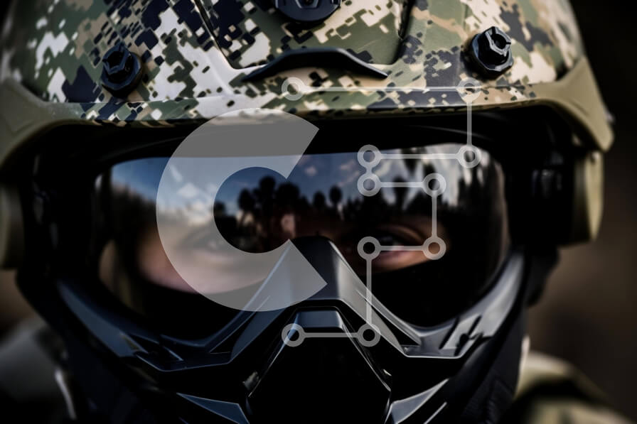 Intra Συλλεκτικό Ξύλινο Παζλ Plywood  4mm - Άνδρας με χακί καμουφλάζ με κράνος και γυαλιά τύπου στρατού Σε Ξύλινο Κουτί - Διαστάσεις Puzzle: 10x10 cm – 25 κομμάτια