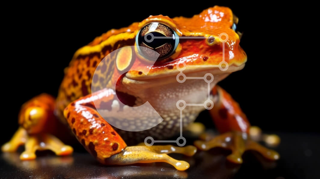 Intra Συλλεκτικό Ξύλινο Παζλ Plywood  4mm - Εκπληκτική εικόνα ενός κόκκινου και κίτρινου βατράχου Poison Dart στον βιότοπό του Σε Ξύλινο Κουτί - Διαστάσεις: 10x10 cm – 25 κομμάτια