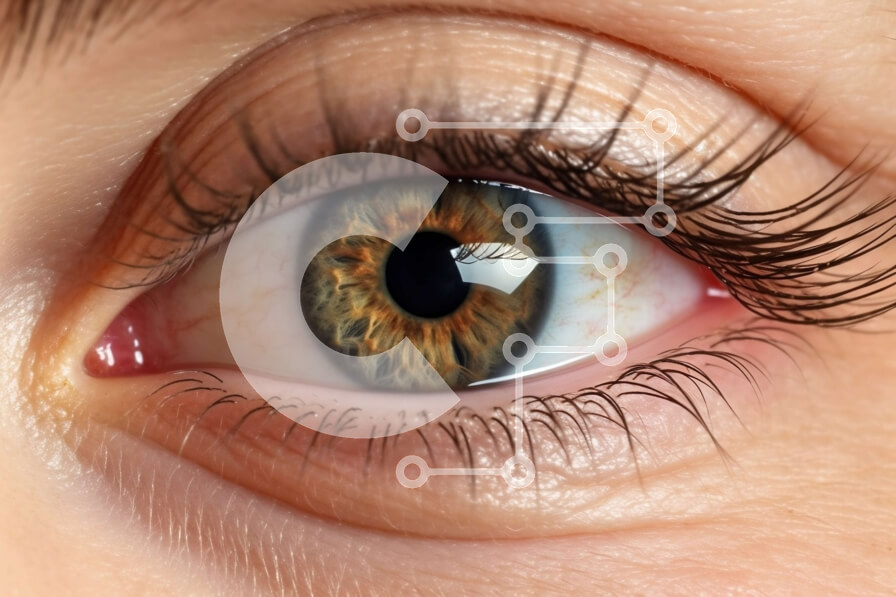 Intra Συλλεκτικό Ξύλινο Παζλ Plywood  4mm - Όμορφο κοντινό πλάνο γυναικείου ματιού με μακριές βλεφαρίδες και καφέ ίριδα Σε Ξύλινο Κουτί - Διαστάσεις Puzzle: 10x10 cm – 25 κομμάτια