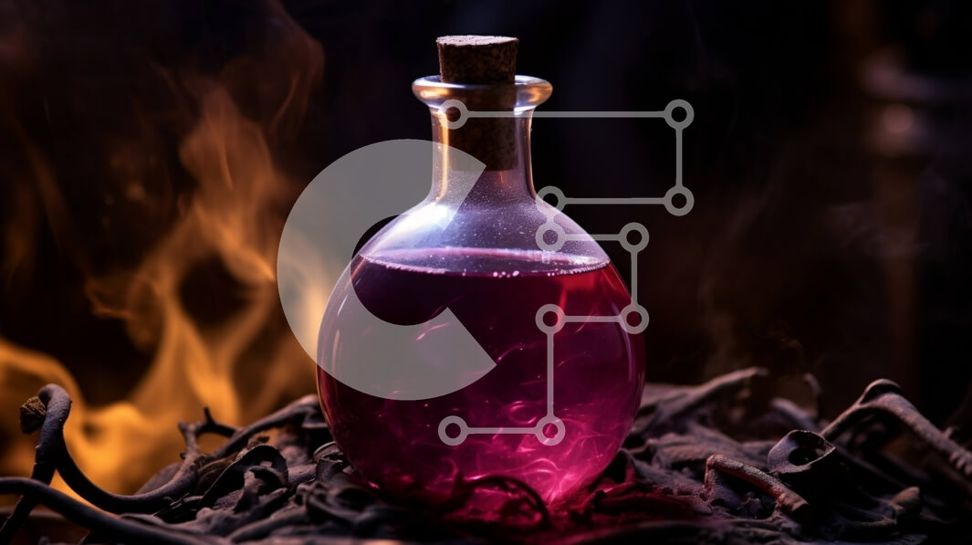 Intra Συλλεκτικό Ξύλινο Παζλ Plywood  4mm - Εκπληκτική εικόνα μωβ υγρού σε μπουκάλι σε φυσικό φόντο Σε Ξύλινο Κουτί - Διαστάσεις: 10x10 cm – 25 κομμάτια