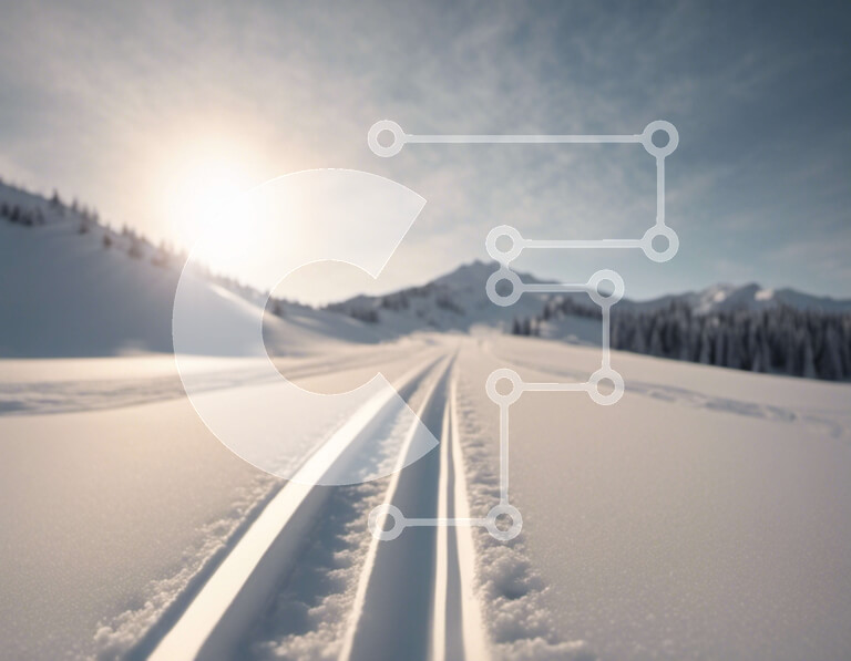 Intra Συλλεκτικό Ξύλινο Παζλ Plywood  4mm - Χιονισμένος δρόμος με πίστες σκι σε ένα χειμερινό τοπίο Σε Ξύλινο Κουτί - Διαστάσεις: 10x10 cm – 25 κομμάτια