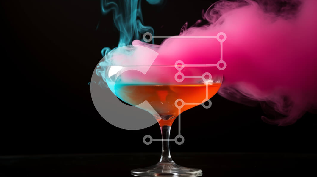 Σετ των 2 Intra Συλλεκτικό Ξύλινο Παζλ Plywood  4mm - Ποτήρι κοκτέιλ με ροζ, μπλε και μωβ καπνό Σε Ξύλινο Κουτί - Διαστάσεις: 10x10 cm – 25 κομμάτια