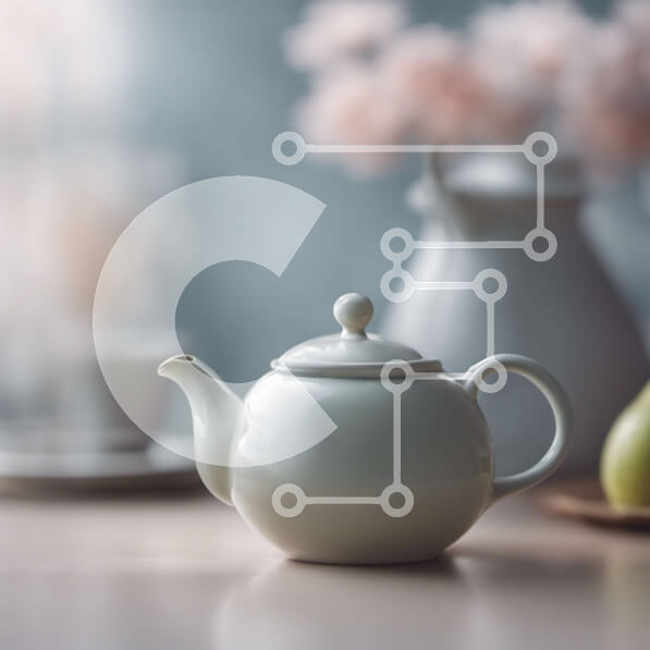 Σετ των 2 Intra Συλλεκτικό Ξύλινο Παζλ Plywood  4mm - Λευκή τσαγιέρα, φλιτζάνια, πιάτα και αχλάδια στο τραπέζι Σε Ξύλινο Κουτί - Διαστάσεις: 10x10 cm – 25 κομμάτια