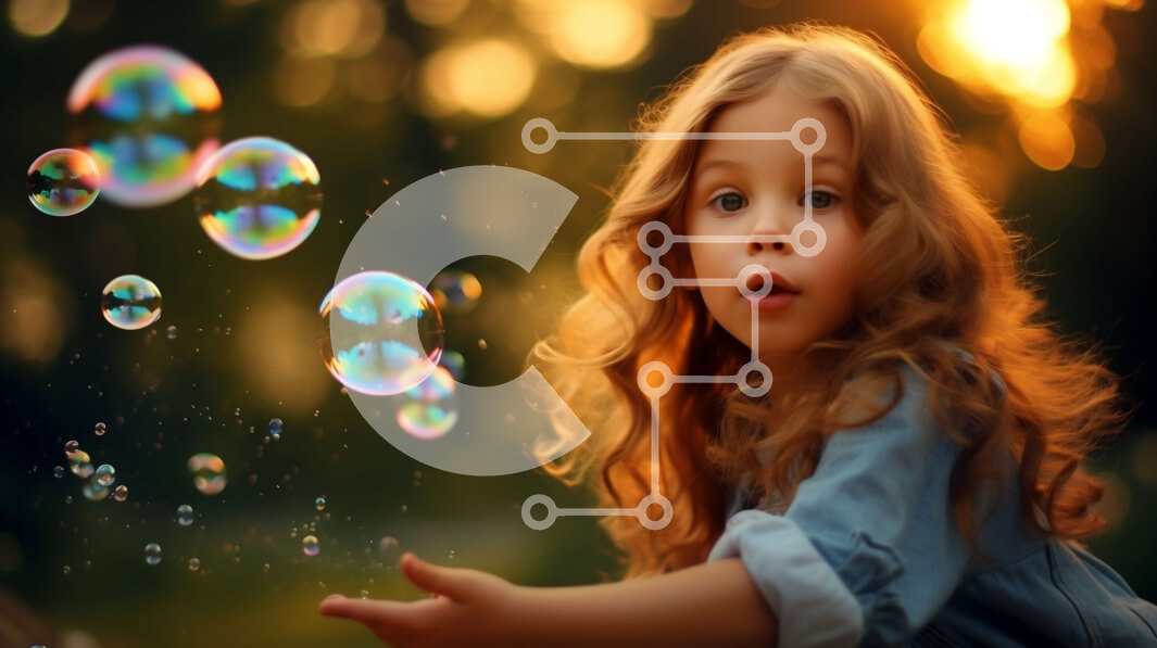 Intra Συλλεκτικό Ξύλινο Παζλ Plywood  4mm - Ονειρική εικόνα ενός νεαρού κοριτσιού που ψάχνει για σαπουνόφουσκες στο ηλιοβασίλεμα Σε Ξύλινο Κουτί - Διαστάσεις Puzzle: 10x10 cm – 25 κομμάτια