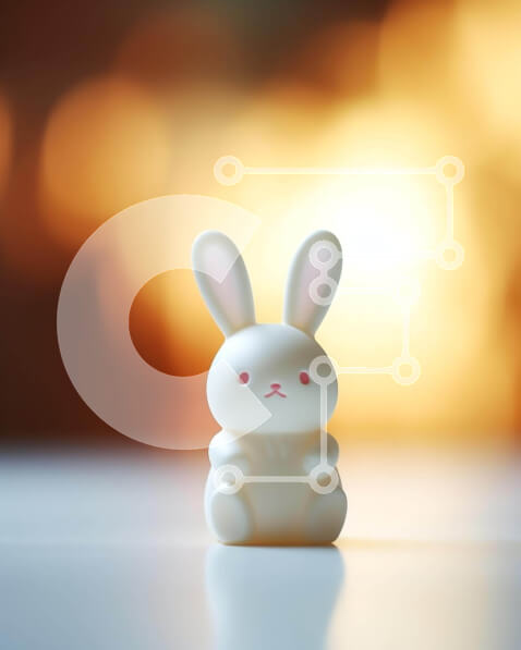 Intra Συλλεκτικό Ξύλινο Παζλ Plywood  4mm - Μικρό λευκό παιχνίδι λαγουδάκι στο τραπέζι Σε Ξύλινο Κουτί - Διαστάσεις: 10x10 cm – 25 κομμάτια