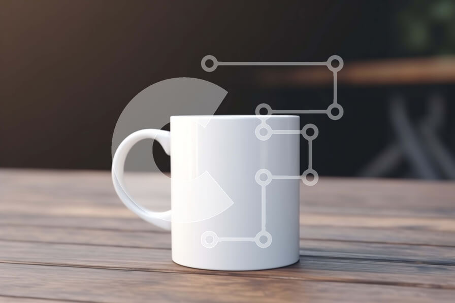 Intra Συλλεκτικό Ξύλινο Παζλ Plywood  4mm - Λευκή κούπα καφέ σε ξύλινο τραπέζι Σε Ξύλινο Κουτί - Διαστάσεις: 10x10 cm – 25 κομμάτια