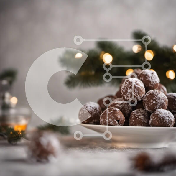 Σετ των 2 Intra Συλλεκτικό Ξύλινο Παζλ Plywood  4mm - Σοκολατένιες μπάλες ντόνατ με στολίδια χριστουγεννιάτικων δέντρων Σε Ξύλινο Κουτί - Διαστάσεις: 10x10 cm – 25 κομμάτια