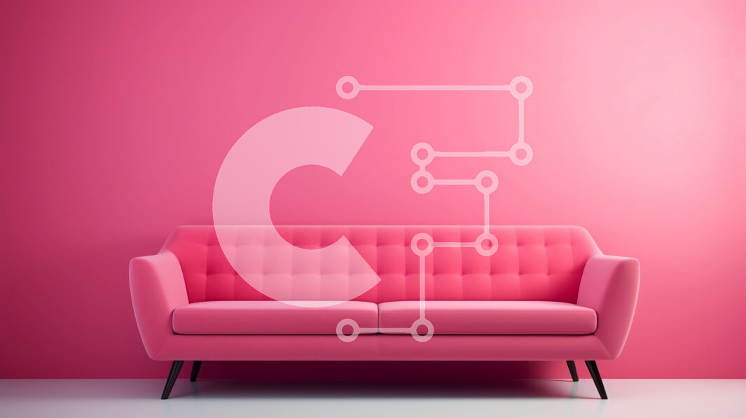 Intra Συλλεκτικό Ξύλινο Παζλ Plywood  4mm - Ροζ καναπές σε μοντέρνο δωμάτιο με ροζ τοίχο Σε Ξύλινο Κουτί - Διαστάσεις Puzzle: 10x10 cm – 25 κομμάτια