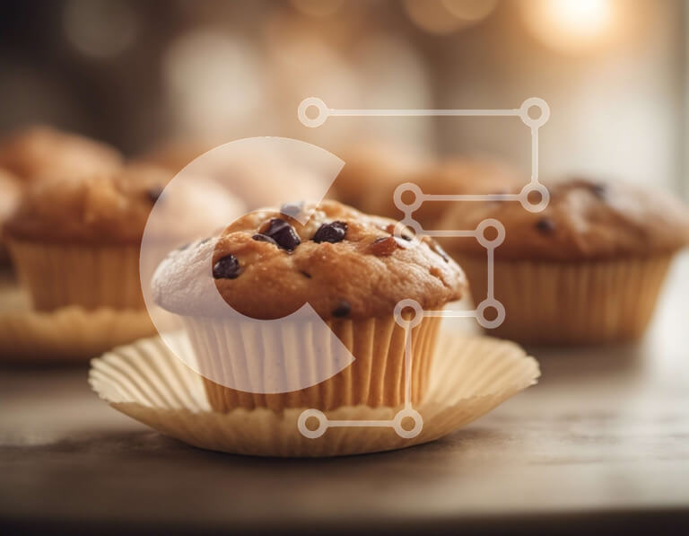 Σετ των 2 Intra Συλλεκτικό Ξύλινο Παζλ Plywood  4mm - Ομάδα muffins με κομματάκια σοκολάτας Σε Ξύλινο Κουτί - Διαστάσεις: 10x10 cm – 25 κομμάτια