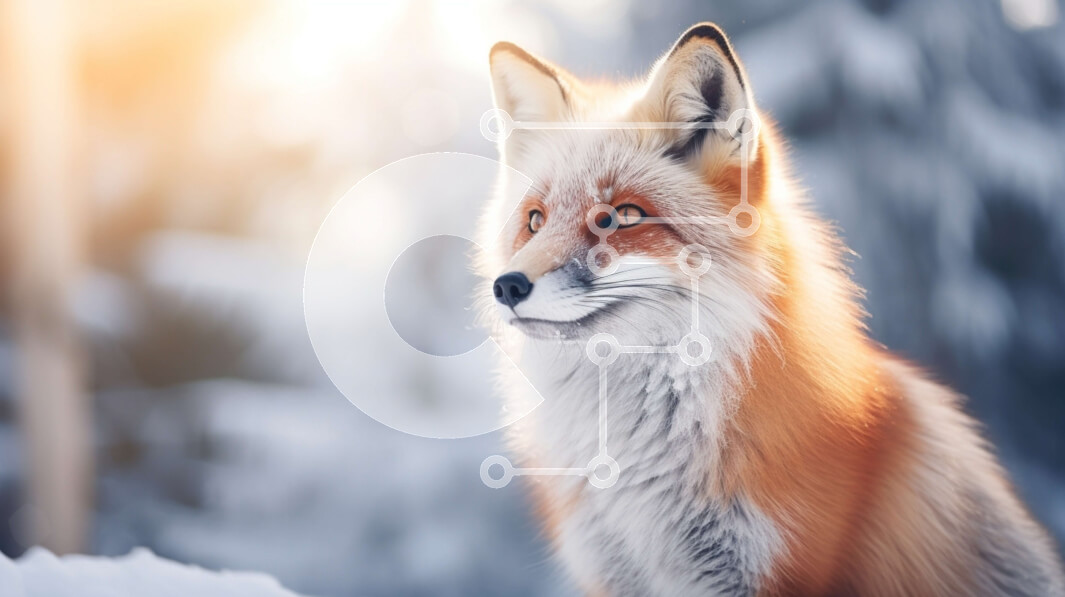 Σετ των 2 Intra Συλλεκτικό Ξύλινο Παζλ Plywood  4mm - Κόκκινη αλεπού που κάθεται στο χιόνι Σε Ξύλινο Κουτί - Διαστάσεις: 10x10 cm – 25 κομμάτια