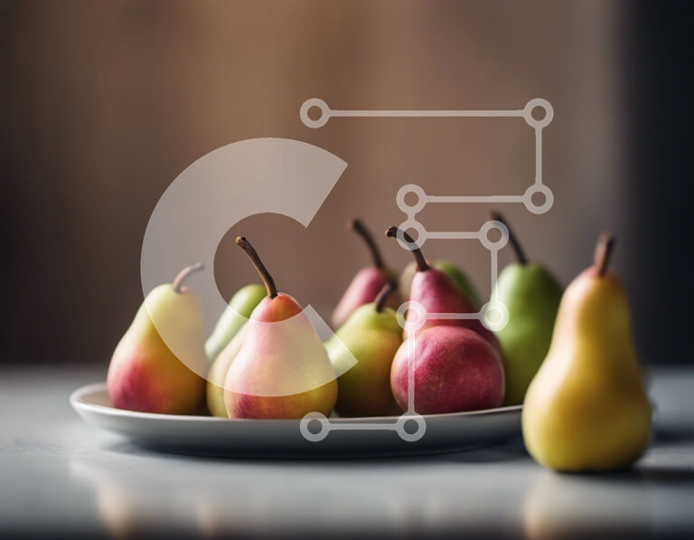 Σετ των 2 Intra Συλλεκτικό Ξύλινο Παζλ Plywood  4mm - Ανάμεικτα αχλάδια σε λευκό πιάτο Σε Ξύλινο Κουτί - Διαστάσεις: 10x10 cm – 25 κομμάτια