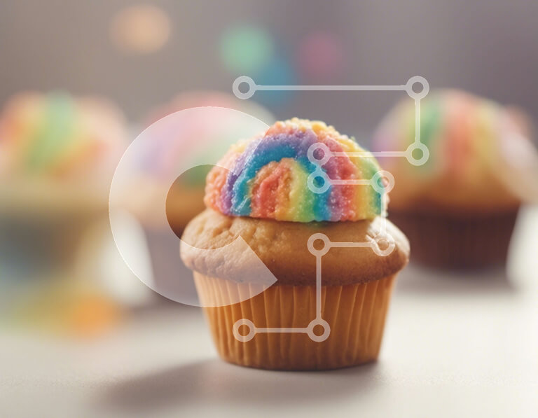 Σετ των 2 Intra Συλλεκτικό Ξύλινο Παζλ Plywood  4mm - Rainbow Cupcakes με Μοναδικά Σχέδια Σε Ξύλινο Κουτί - Διαστάσεις: 10x10 cm – 25 κομμάτια