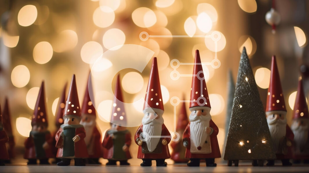 Intra Συλλεκτικό Ξύλινο Παζλ Plywood  4mm - Σειρά από ειδώλια gnome διακοσμημένα για τις διακοπές Σε Ξύλινο Κουτί - Διαστάσεις: 10x10 cm – 25 κομμάτια