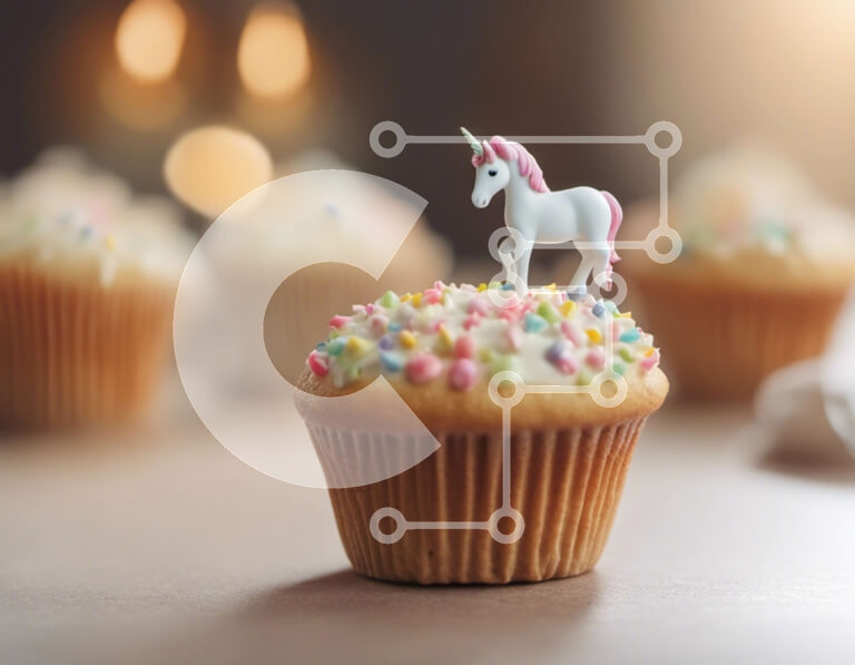 Σετ των 2 Intra Συλλεκτικό Ξύλινο Παζλ Plywood  4mm - Μονόκερος Cupcake με πολύχρωμα πασπάλισμα και κερί Σε Ξύλινο Κουτί - Διαστάσεις: 10x10 cm – 25 κομμάτια