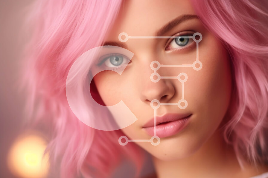 Intra Συλλεκτικό Ξύλινο Παζλ Plywood  4mm - Εκπληκτικό πορτρέτο μιας γυναίκας με ροζ μαλλιά και μπλε μάτια Σε Ξύλινο Κουτί - Διαστάσεις Puzzle: 10x10 cm – 25 κομμάτια