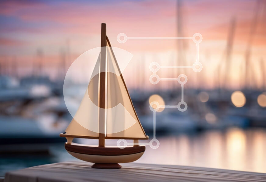 Intra Συλλεκτικό Ξύλινο Παζλ Plywood  4mm - Ξύλινο ιστιοφόρο στο ηλιοβασίλεμα στην αποβάθρα Σε Ξύλινο Κουτί - Διαστάσεις: 10x10 cm – 25 κομμάτια