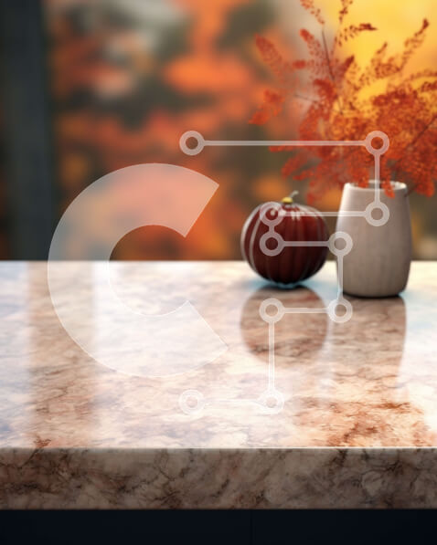 Intra Συλλεκτικό Ξύλινο Παζλ Plywood  4mm - Φθινοπωρινά φύλλα σε μαρμάρινο πάγκο Σε Ξύλινο Κουτί - Διαστάσεις: 10x10 cm – 25 κομμάτια