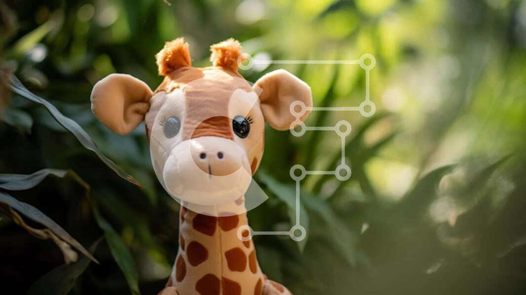 Intra Συλλεκτικό Ξύλινο Παζλ Plywood  4mm - Γεμιστή καμηλοπάρδαλη σε πράσινο φύλλωμα Σε Ξύλινο Κουτί - Διαστάσεις: 10x10 cm – 25 κομμάτια