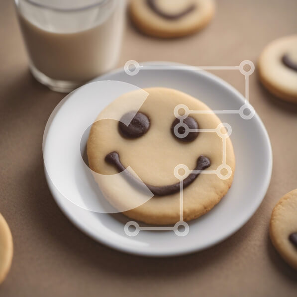 Σετ των 2 Intra Συλλεκτικό Ξύλινο Παζλ Plywood  4mm - Μπισκότο Smiley Face σε λευκό πιάτο Σε Ξύλινο Κουτί - Διαστάσεις: 10x10 cm – 25 κομμάτια