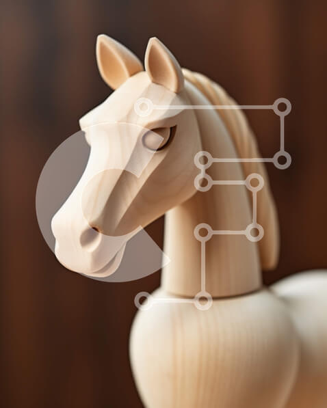 Intra Συλλεκτικό Ξύλινο Παζλ Plywood  4mm - Όμορφο ξύλινο άγαλμα αλόγων με ρεαλιστικές λεπτομέρειες Σε Ξύλινο Κουτί - Διαστάσεις: 10x10 cm – 25 κομμάτια