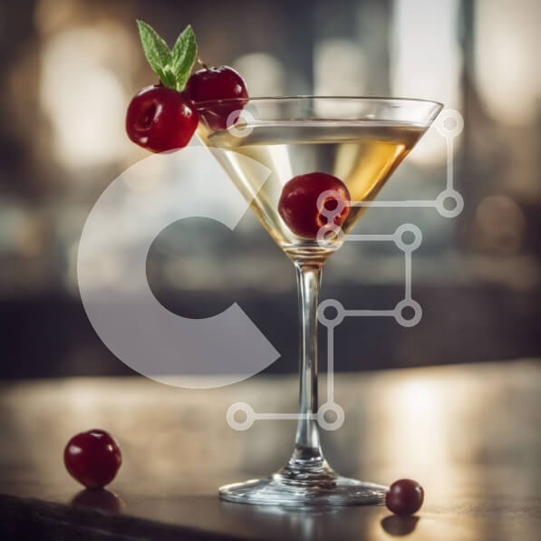 Σετ των 2 Intra Συλλεκτικό Ξύλινο Παζλ Plywood  4mm - Νόστιμο κοκτέιλ Martini με γαρνιτούρα με κεράσι και μέντα Σε Ξύλινο Κουτί - Διαστάσεις: 10x10 cm – 25 κομμάτια