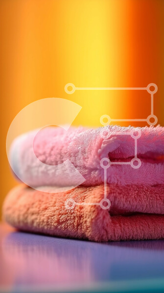 Intra Συλλεκτικό Ξύλινο Παζλ Plywood  4mm - Όμορφη εικόνα με ροζ πετσέτες σε μπλε πάγκο Σε Ξύλινο Κουτί - Διαστάσεις Puzzle: 10x10 cm – 25 κομμάτια