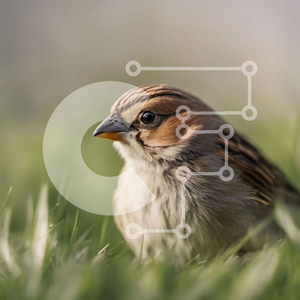 Intra Συλλεκτικό Ξύλινο Παζλ Plywood  4mm - Μικρό πουλί σκαρφαλωμένο στο πράσινο γρασίδι Σε Ξύλινο Κουτί - Διαστάσεις: 10x10 cm – 25 κομμάτια