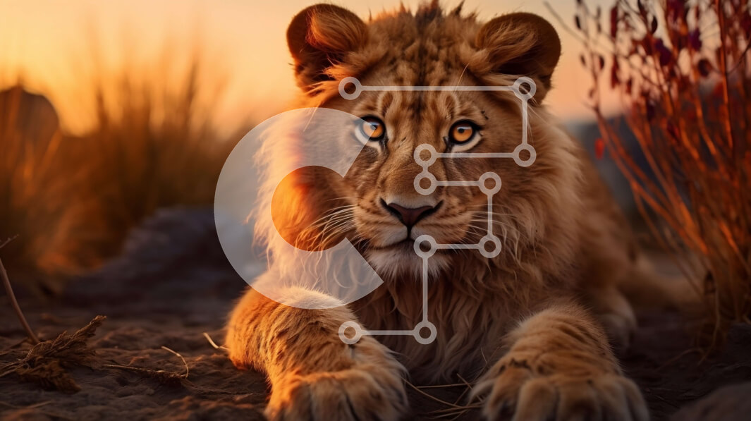 Σετ των 2 Intra Συλλεκτικό Ξύλινο Παζλ Plywood  4mm - Λιοντάρι που αναπαύεται στο χώμα με κλειστά μάτια Σε Ξύλινο Κουτί - Διαστάσεις: 10x10 cm – 25 κομμάτια