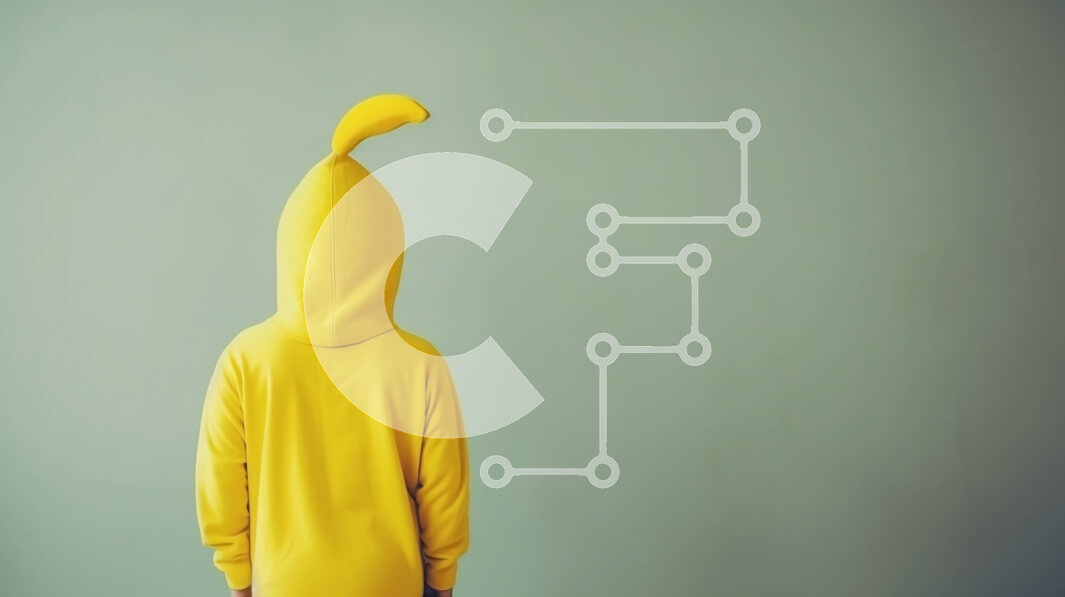 Intra Συλλεκτικό Ξύλινο Παζλ Plywood  4mm - Παιδί με πορτοκαλί κοστούμι που βλέπει μακριά με κίτρινες μπανάνες στο φόντο Σε Ξύλινο Κουτί - Διαστάσεις Puzzle: 10x10 cm – 25 κομμάτια