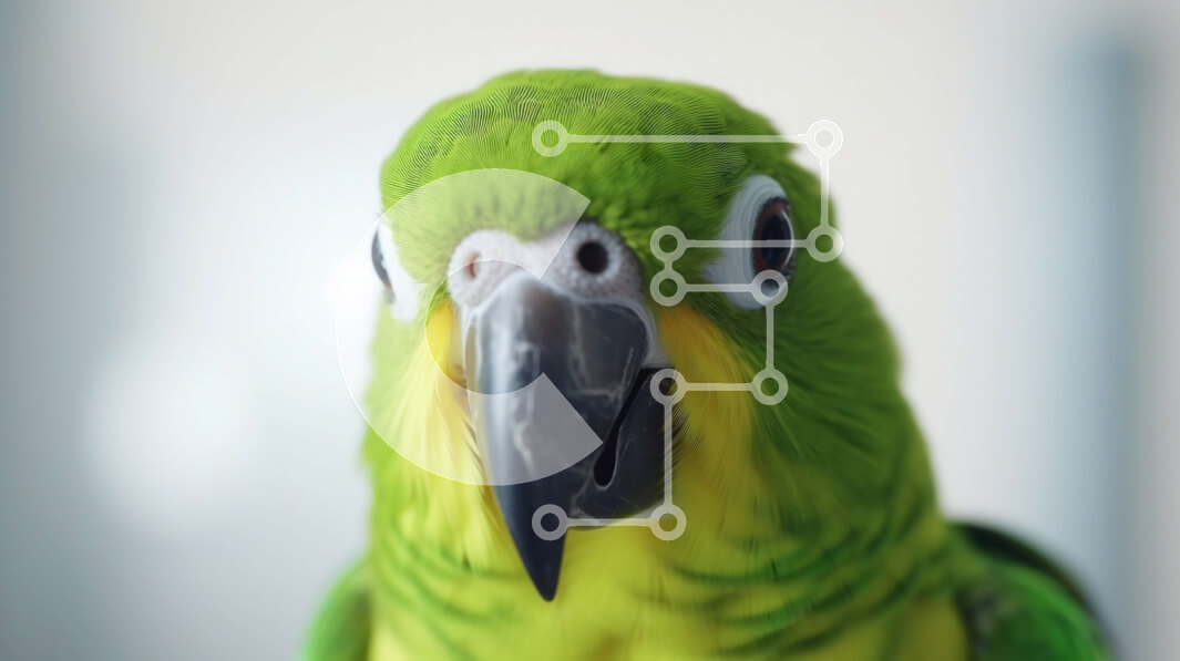 Σετ των 2 Intra Συλλεκτικό Ξύλινο Παζλ Plywood  4mm - Κοντινό πλάνο ενός πράσινου και κίτρινου παπαγάλου Σε Ξύλινο Κουτί - Διαστάσεις: 10x10 cm – 25 κομμάτια