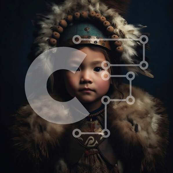 Intra Συλλεκτικό Ξύλινο Παζλ Plywood  4mm - Σοβαρή ιθαγενής Αμερικανίδα με παραδοσιακή ενδυμασία Σε Ξύλινο Κουτί - Διαστάσεις Puzzle: 10x10 cm – 25 κομμάτια