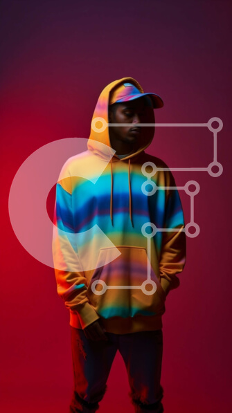 Intra Συλλεκτικό Ξύλινο Παζλ Plywood  4mm - Κομψό πορτρέτο ενός άνδρα με πολύχρωμο κουκούλα και γυαλιά ηλίου Σε Ξύλινο Κουτί - Διαστάσεις Puzzle: 10x10 cm – 25 κομμάτια