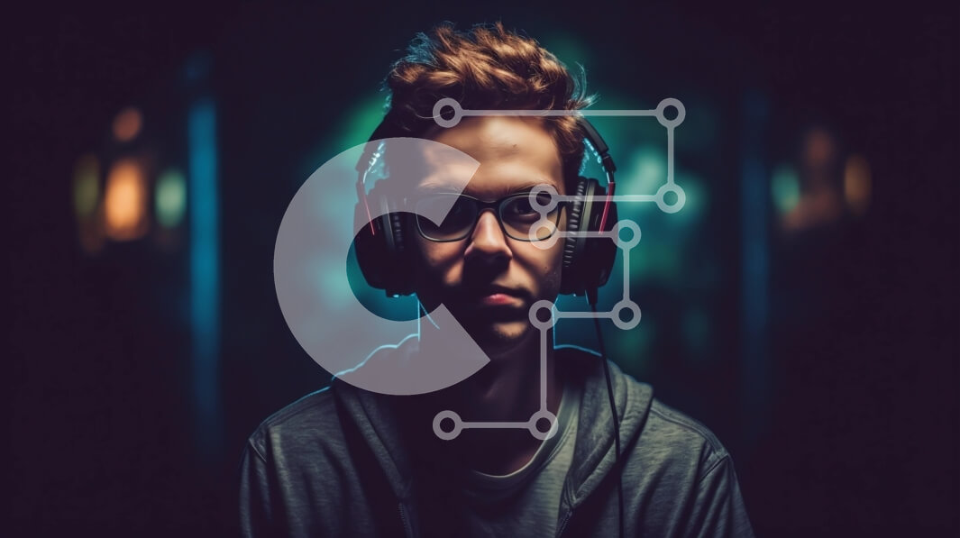 Intra Συλλεκτικό Ξύλινο Παζλ Plywood  4mm - Σοβαρός νεαρός άνδρας με ακουστικά που κοιτάζει την κάμερα Σε Ξύλινο Κουτί - Διαστάσεις Puzzle: 10x10 cm – 25 κομμάτια