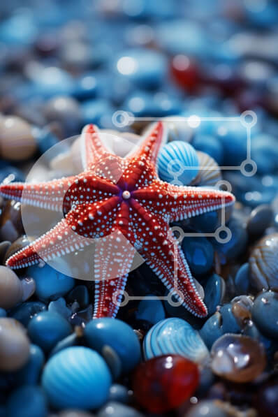 Σετ των 2 Intra Συλλεκτικό Ξύλινο Παζλ Plywood  4mm - Όμορφη εικόνα ενός κόκκινου αστερία σε μια παραλία με μαργαριτάρια και κοχύλια Σε Ξύλινο Κουτί - Διαστάσεις: 10x10 cm – 25 κομμάτια